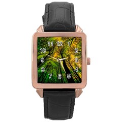 Landscape Night Moon Star Nature Rose Gold Leather Watch  by Pakjumat