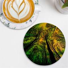 Landscape Night Moon Star Nature Uv Print Round Tile Coaster by Pakjumat