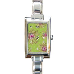 Dandelion Flower Background Nature Flora Drawing Rectangle Italian Charm Watch by Pakjumat