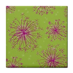 Dandelion Flower Background Nature Flora Drawing Tile Coaster by Pakjumat