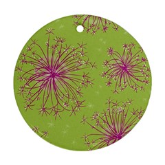 Dandelion Flower Background Nature Flora Drawing Ornament (round) by Pakjumat