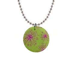 Dandelion Flower Background Nature Flora Drawing 1  Button Necklace by Pakjumat