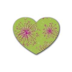 Dandelion Flower Background Nature Flora Drawing Rubber Heart Coaster (4 Pack) by Pakjumat