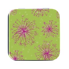 Dandelion Flower Background Nature Flora Drawing Square Metal Box (black) by Pakjumat