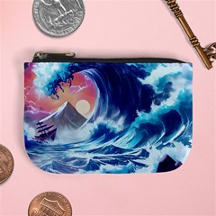 Storm Tsunami Waves Ocean Sea Nautical Nature Mini Coin Purse by Pakjumat