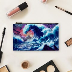 Storm Tsunami Waves Ocean Sea Nautical Nature Cosmetic Bag (small) by Pakjumat