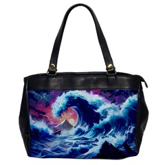 Storm Tsunami Waves Ocean Sea Nautical Nature Oversize Office Handbag by Pakjumat