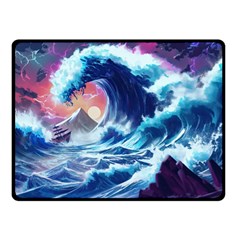 Storm Tsunami Waves Ocean Sea Nautical Nature Two Sides Fleece Blanket (small) by Pakjumat