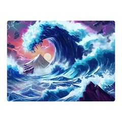 Storm Tsunami Waves Ocean Sea Nautical Nature Two Sides Premium Plush Fleece Blanket (mini) by Pakjumat