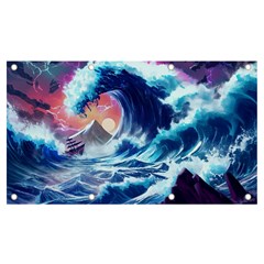 Storm Tsunami Waves Ocean Sea Nautical Nature Banner And Sign 7  X 4  by Pakjumat