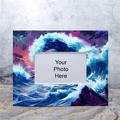 Storm Tsunami Waves Ocean Sea Nautical Nature White Tabletop Photo Frame 4 x6  by Pakjumat