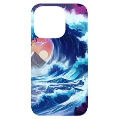 Storm Tsunami Waves Ocean Sea Nautical Nature Iphone 14 Pro Black Uv Print Case by Pakjumat