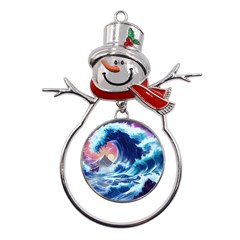 Storm Tsunami Waves Ocean Sea Nautical Nature Metal Snowman Ornament