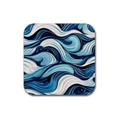 Pattern Ocean Waves Arctic Ocean Blue Nature Sea Rubber Coaster (square) by Pakjumat