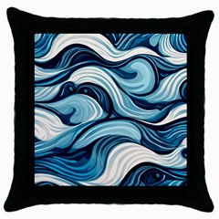 Pattern Ocean Waves Arctic Ocean Blue Nature Sea Throw Pillow Case (black) by Pakjumat