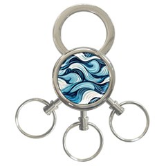 Pattern Ocean Waves Arctic Ocean Blue Nature Sea 3-ring Key Chain