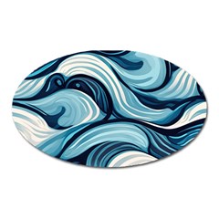 Pattern Ocean Waves Arctic Ocean Blue Nature Sea Oval Magnet by Pakjumat