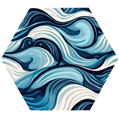 Pattern Ocean Waves Arctic Ocean Blue Nature Sea Wooden Puzzle Hexagon by Pakjumat