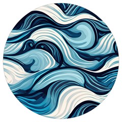 Pattern Ocean Waves Arctic Ocean Blue Nature Sea Round Trivet by Pakjumat