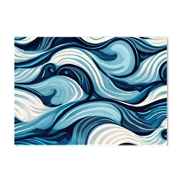 Pattern Ocean Waves Arctic Ocean Blue Nature Sea Crystal Sticker (A4)