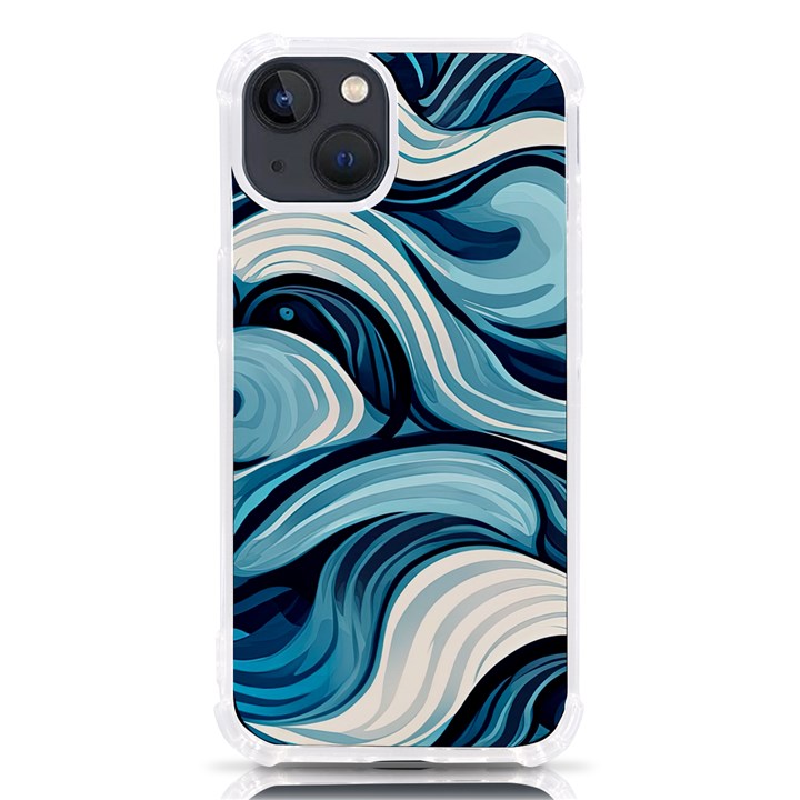 Pattern Ocean Waves Arctic Ocean Blue Nature Sea iPhone 13 TPU UV Print Case