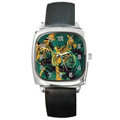 Abstract Landscape Nature Floral Animals Portrait Square Metal Watch by Pakjumat