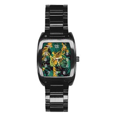 Abstract Landscape Nature Floral Animals Portrait Stainless Steel Barrel Watch by Pakjumat