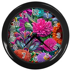 Flowers Nature Spring Blossom Flora Petals Art Wall Clock (black) by Pakjumat