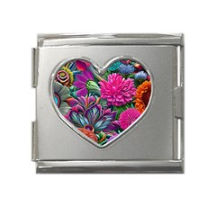 Flowers Nature Spring Blossom Flora Petals Art Mega Link Heart Italian Charm (18mm) by Pakjumat