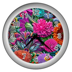 Flowers Nature Spring Blossom Flora Petals Art Wall Clock (silver) by Pakjumat