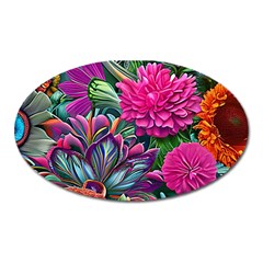 Flowers Nature Spring Blossom Flora Petals Art Oval Magnet by Pakjumat