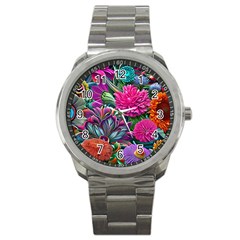 Flowers Nature Spring Blossom Flora Petals Art Sport Metal Watch by Pakjumat