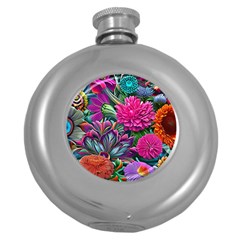 Flowers Nature Spring Blossom Flora Petals Art Round Hip Flask (5 Oz) by Pakjumat