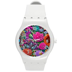 Flowers Nature Spring Blossom Flora Petals Art Round Plastic Sport Watch (m) by Pakjumat