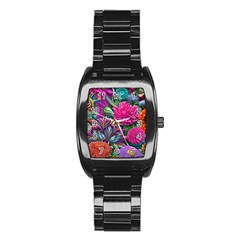 Flowers Nature Spring Blossom Flora Petals Art Stainless Steel Barrel Watch by Pakjumat