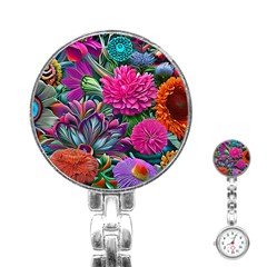 Flowers Nature Spring Blossom Flora Petals Art Stainless Steel Nurses Watch by Pakjumat