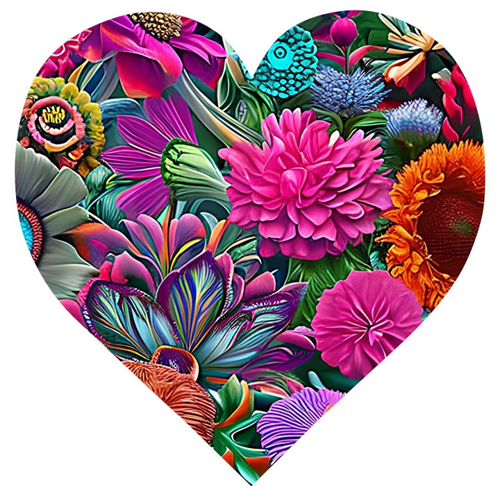 Flowers Nature Spring Blossom Flora Petals Art Wooden Puzzle Heart