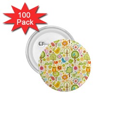 Nature Doodle Art Trees Birds Owl Children Pattern Multi Colored 1 75  Buttons (100 Pack)  by Pakjumat