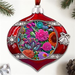 Flowers Nature Spring Blossom Flora Petals Art Metal Snowflake And Bell Red Ornament by Pakjumat