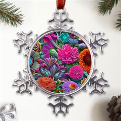 Flowers Nature Spring Blossom Flora Petals Art Metal Large Snowflake Ornament by Pakjumat