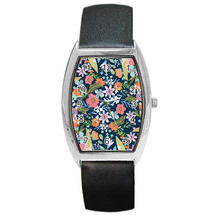 Flowers Flower Flora Nature Floral Background Painting Barrel Style Metal Watch