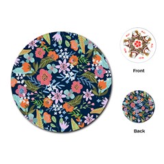 Flowers Flower Flora Nature Floral Background Painting Playing Cards Single Design (round)