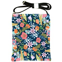 Flowers Flower Flora Nature Floral Background Painting Shoulder Sling Bag by Pakjumat