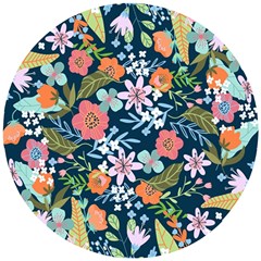 Flowers Flower Flora Nature Floral Background Painting Wooden Puzzle Round by Pakjumat