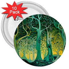 Nature Trees Forest Mystical Forest Jungle 3  Buttons (10 Pack)  by Pakjumat