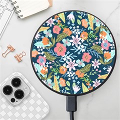 Flowers Flower Flora Nature Floral Background Painting Wireless Fast Charger(black) by Pakjumat