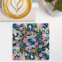 Flowers Flower Flora Nature Floral Background Painting Uv Print Square Tile Coaster  by Pakjumat