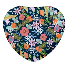 Flowers Flower Flora Nature Floral Background Painting Heart Glass Fridge Magnet (4 Pack) by Pakjumat