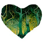 Nature Trees Forest Mystical Forest Jungle Large 19  Premium Flano Heart Shape Cushions Front