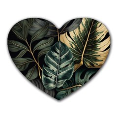 Tropical Leaves Foliage Monstera Nature Home Heart Mousepad by Pakjumat